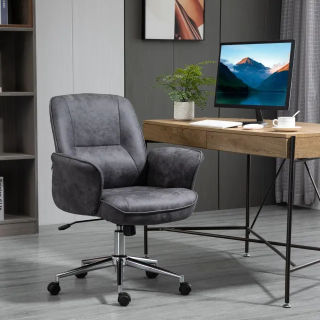 COVREO Bureaustoel XXL 67x69x102 cm donkergrijs, metaal en stof, wippenfunctie