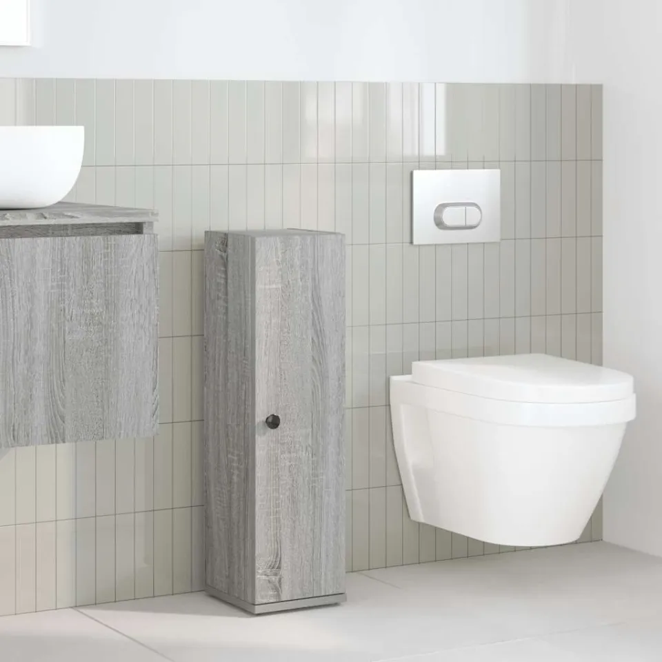 vidaXL Badkamerkast met rolhouder 20,5x22x72 cm grijs sonoma eiken, foto 2