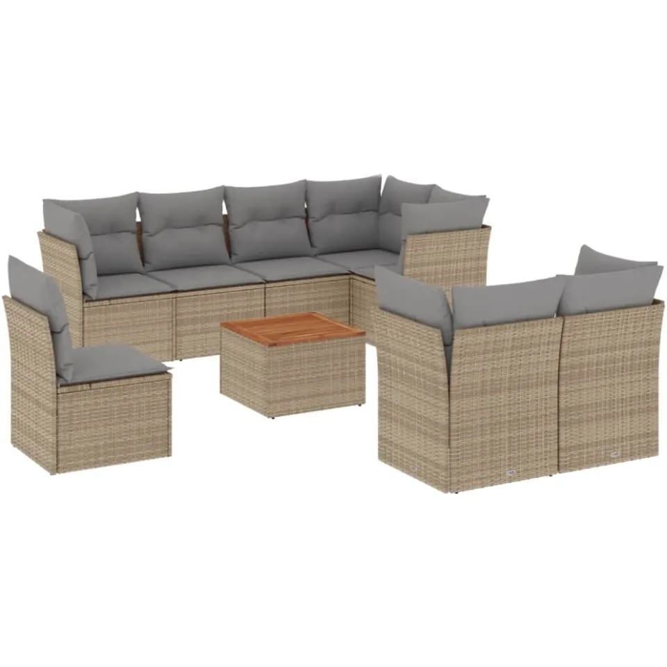 vidaXL Patio Sofa Set 8-zits Beige mix en grijs