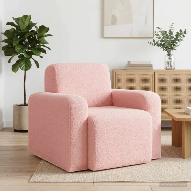 vidaXL Fauteuil Roze Bouclé