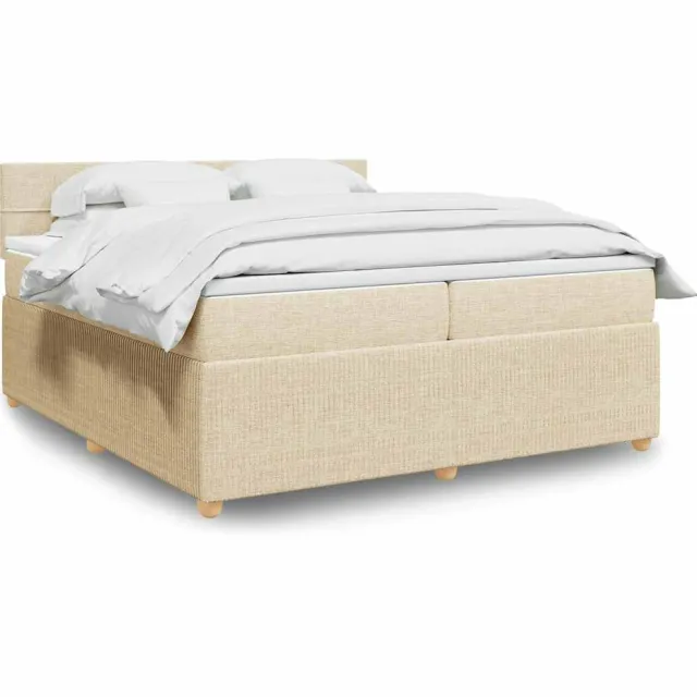 vidaXL Boxspring met matras stof crèmekleurig 200x200 cm