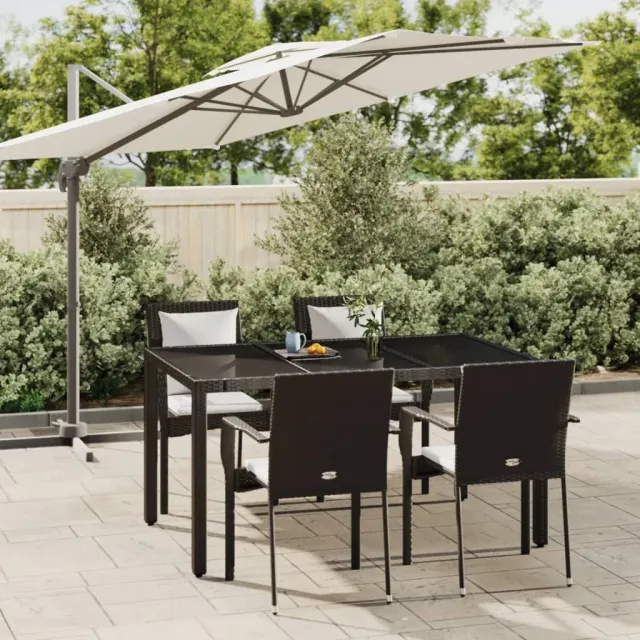 vidaXL 5-delige Tuinset met kussens poly rattan zwart, foto 2