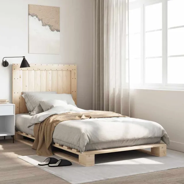 vidaXL Bedframe met hoofdbord massief grenenhout 100x200 cm Bruin