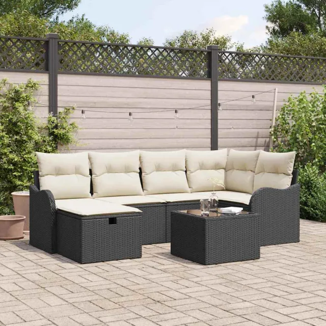 vidaXL Tuin Sofa Set 7 st Poly riet Bruin
