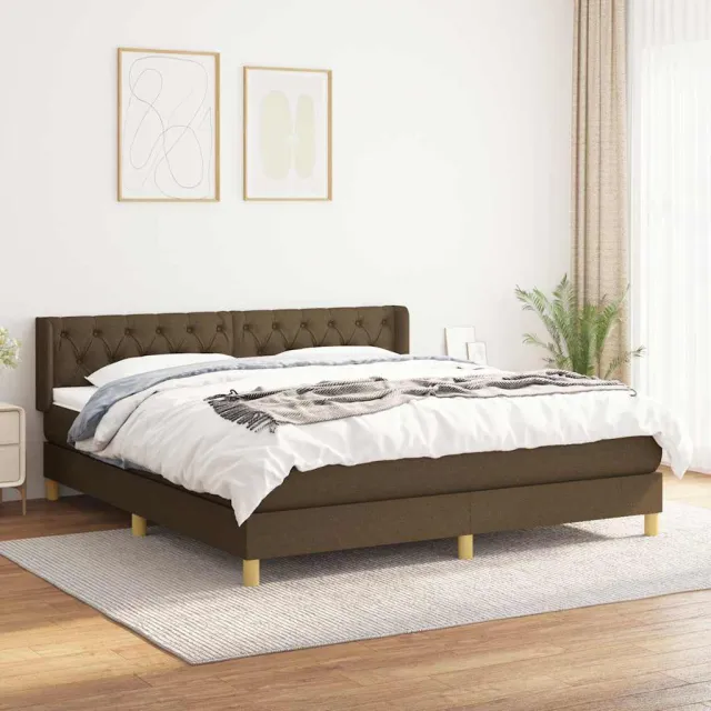 vidaXL Boxspring met matras stof donkerbruin 160x200 cm bruin