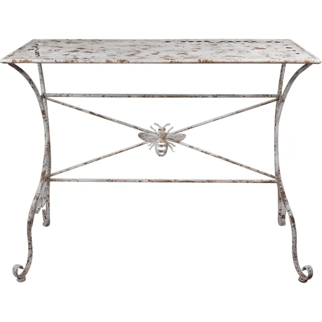 Clayre & Eef Tuintafel 112x50x86 cm Wit Bruin Metaal Bij