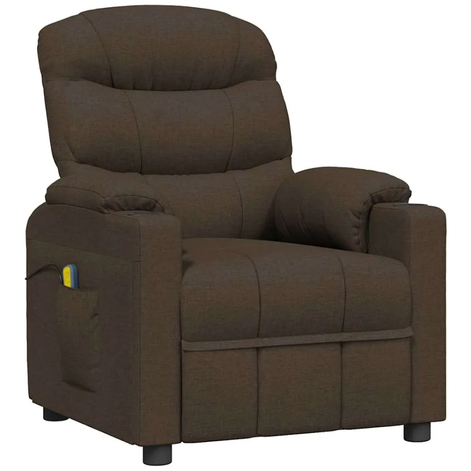 vidaXL Massagestoel stof donkerbruin, foto 3