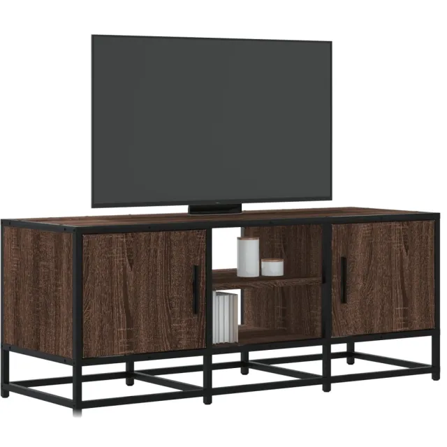 vidaXL Tv-meubel 100x35x41 cm bewerkt hout metaal bruin eikenkleur, foto 2
