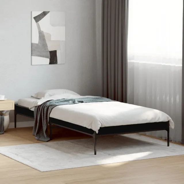 vidaXL Bedframe bewerkt hout en metaal zwart 100x200 cm