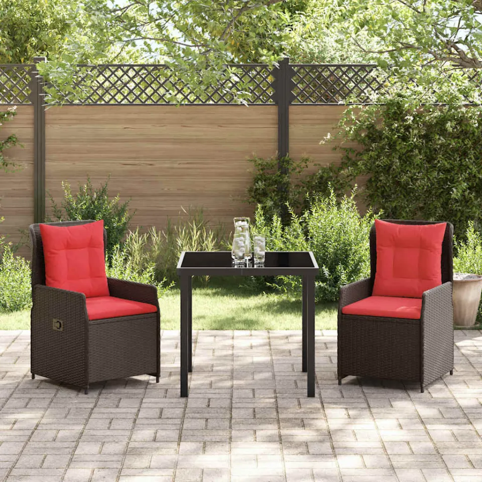 vidaXL Tuin Eetset 3 st Bruin Poly riet, foto 3