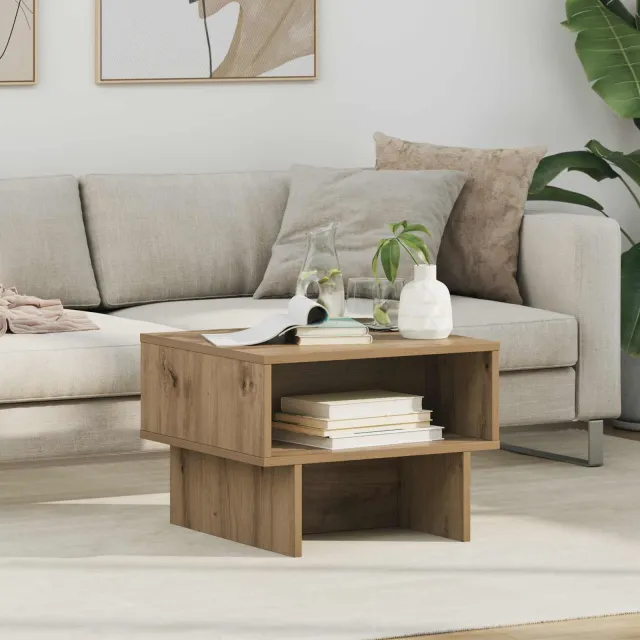 vidaXL Salontafel Artisan Eiken 48 x 46 x 35 cm Bewerkt hout