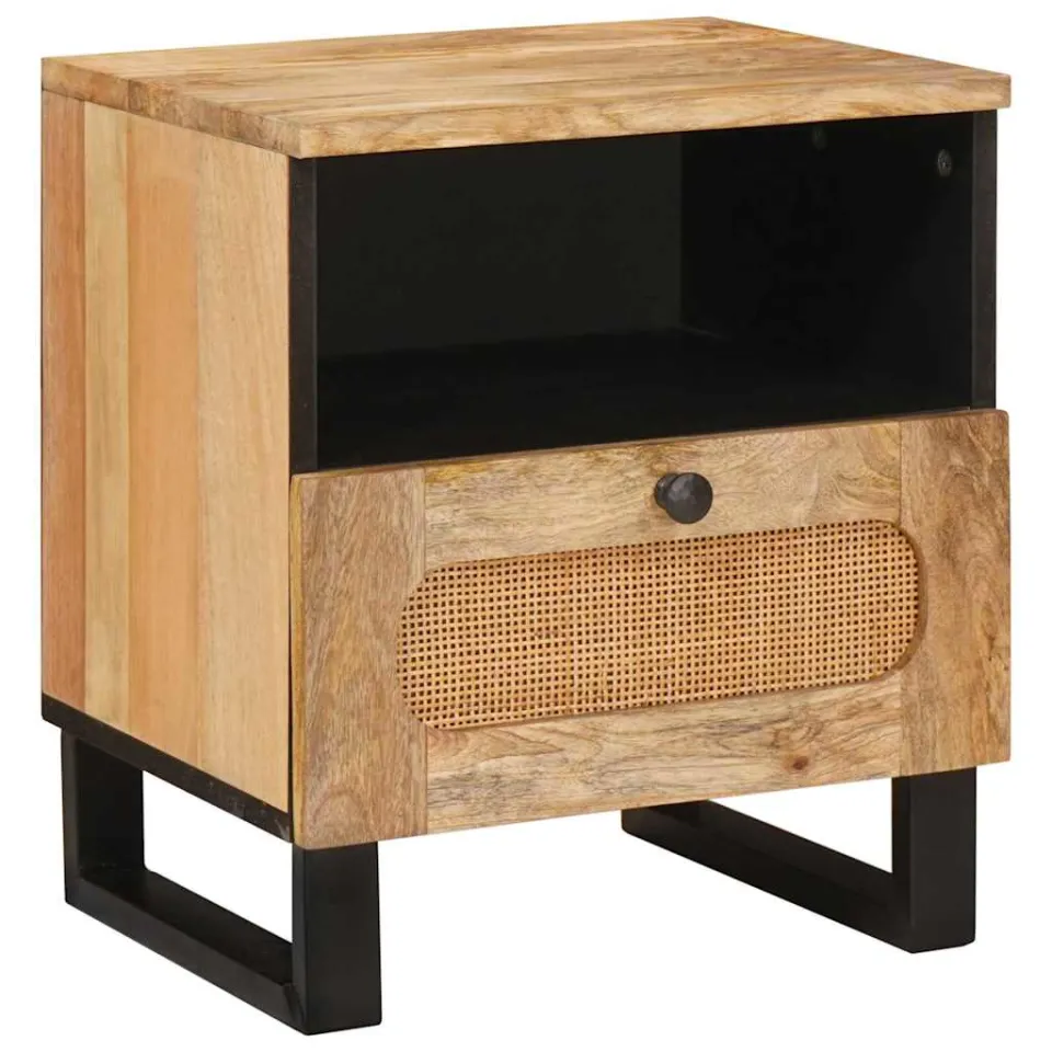 vidaXL Nachtkastje 2 st Naturel 40 x 33 x 46 cm Massief Mango Hout, foto 2