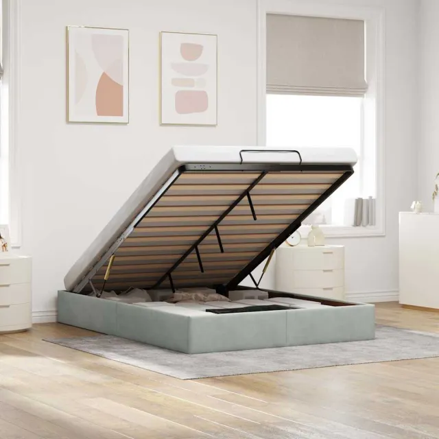 vidaXL Ottoman bedframe zonder matras 140x200 cm fluweel lichtgrijs