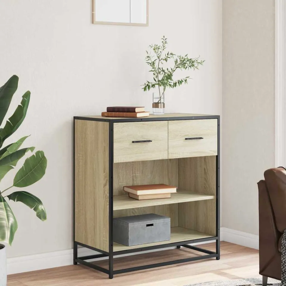 vidaXL Dressoir 68x35x76 cm bewerkt hout sonoma eikenkleurig, foto 2