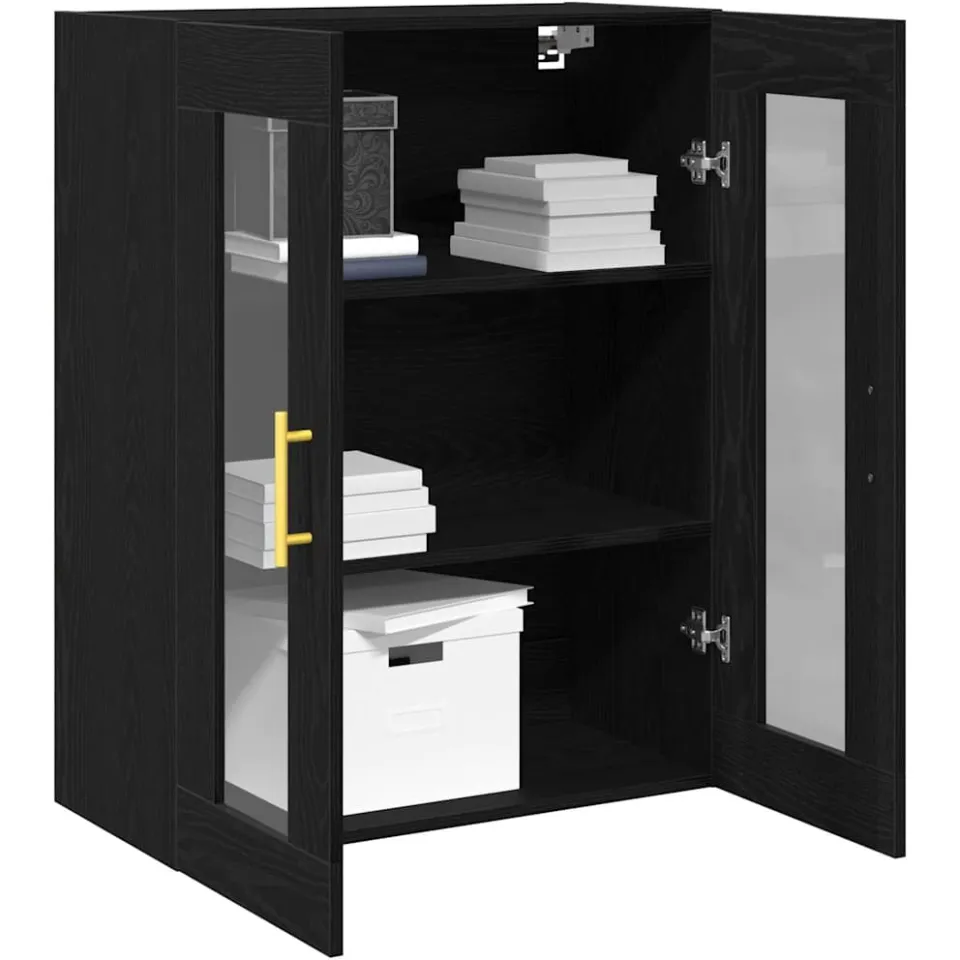 vidaXL Wandkast Zwart Eiken 69,5 x 34 x 90 cm Bewerkt hout