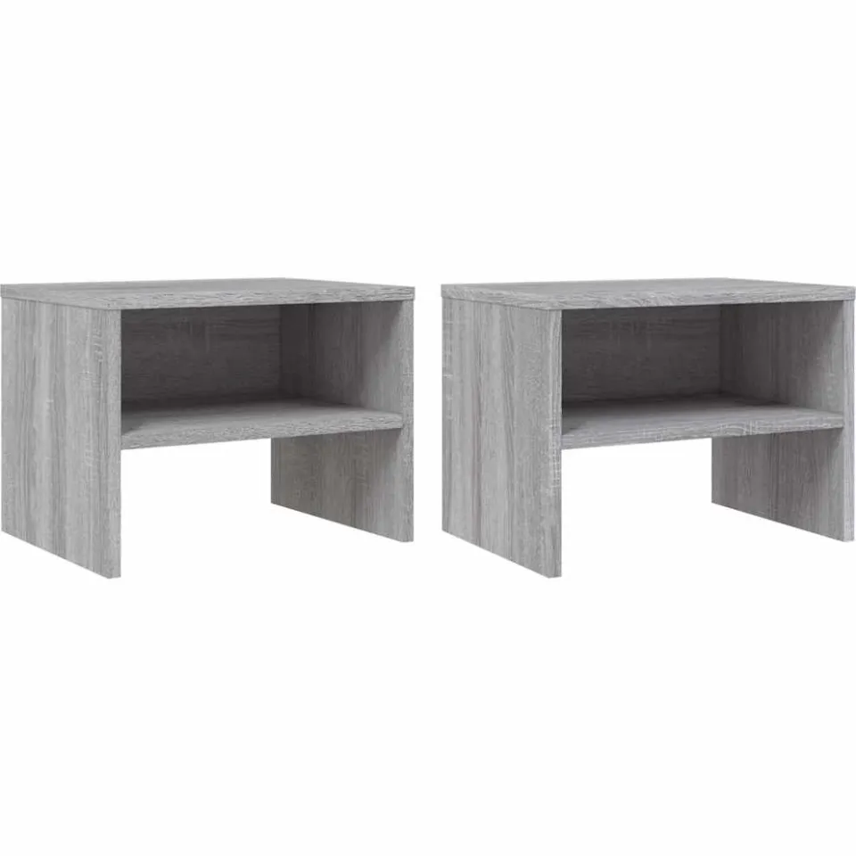 vidaXL Nachtkastjes 2 st 40x30x30 cm bewerkt hout grijs sonoma eiken, foto 3