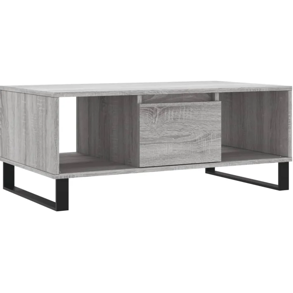vidaXL Salontafel 90x50x36,5 cm bewerkt hout grijs sonoma, foto 3