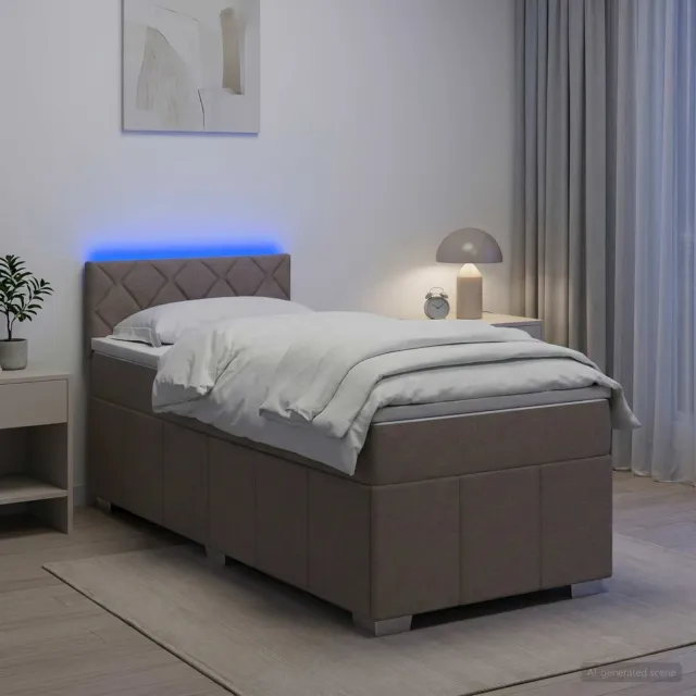 vidaXL Boxspringbed met matras met hoofdeinde Taupe 100 x 200 cm Stof