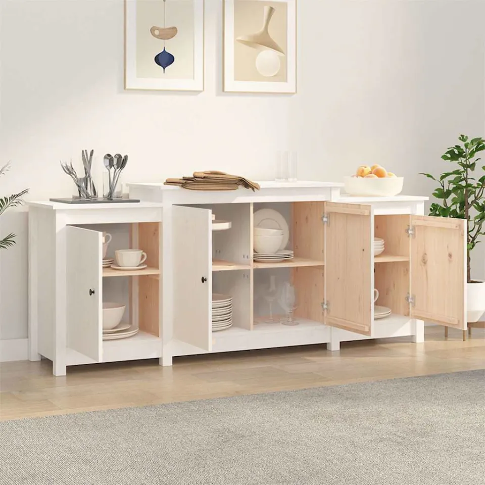 vidaXL Dressoir 164x37x68 cm massief grenenhout wit, foto 3