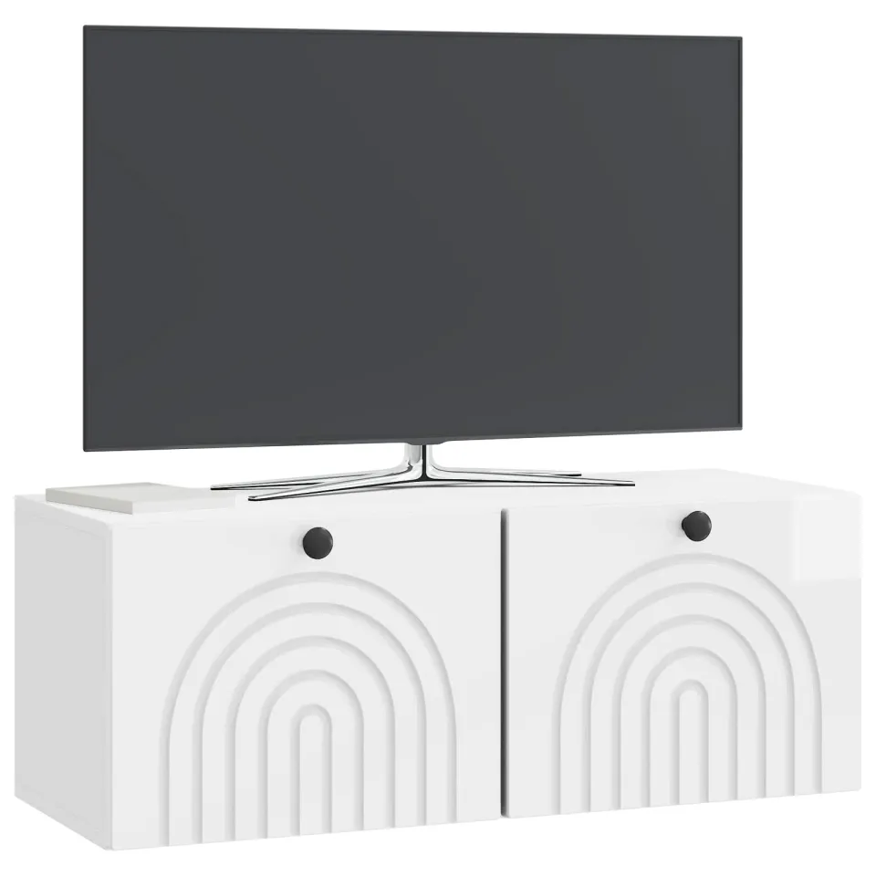 vidaXL Wandbeugel TV-kast Hoogglans Wit 78,5 x 31 x 30 cm Bewerkt hout, foto 3