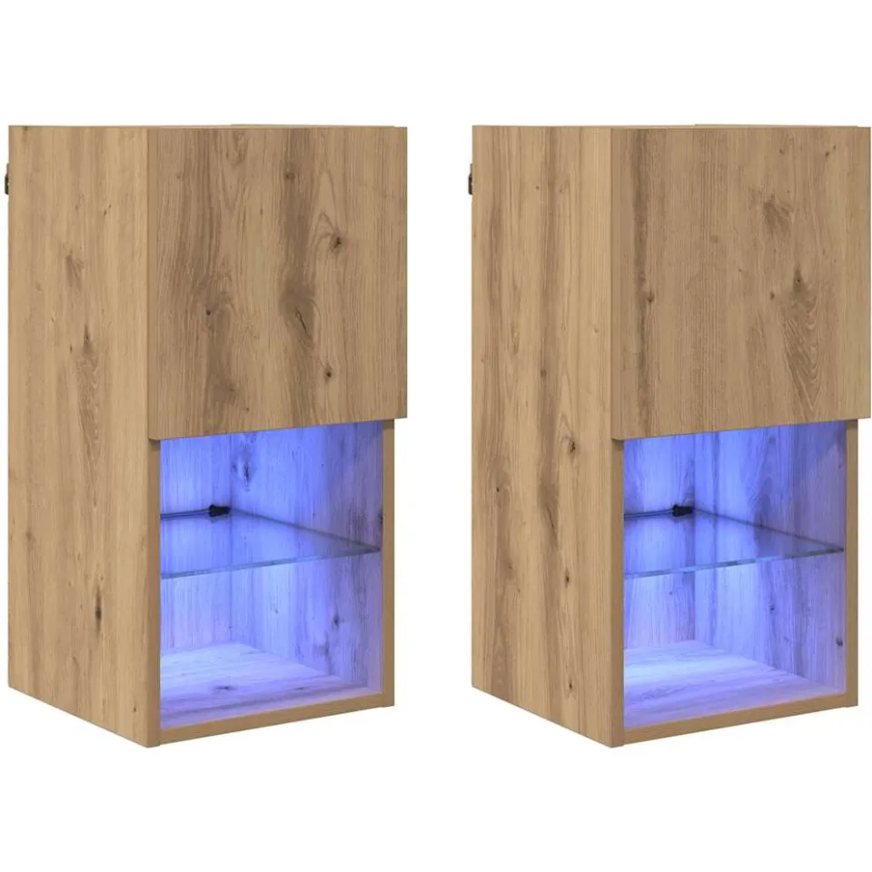 vidaXL Wandgemonteerde TV-kasten 2 st Artisan Eiken Bewerkt hout, foto 3