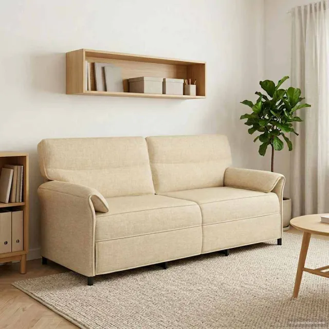 vidaXL 3-Zits Bank 3-zits Crèmekleurig 198 x 83 x 95 cm Stof