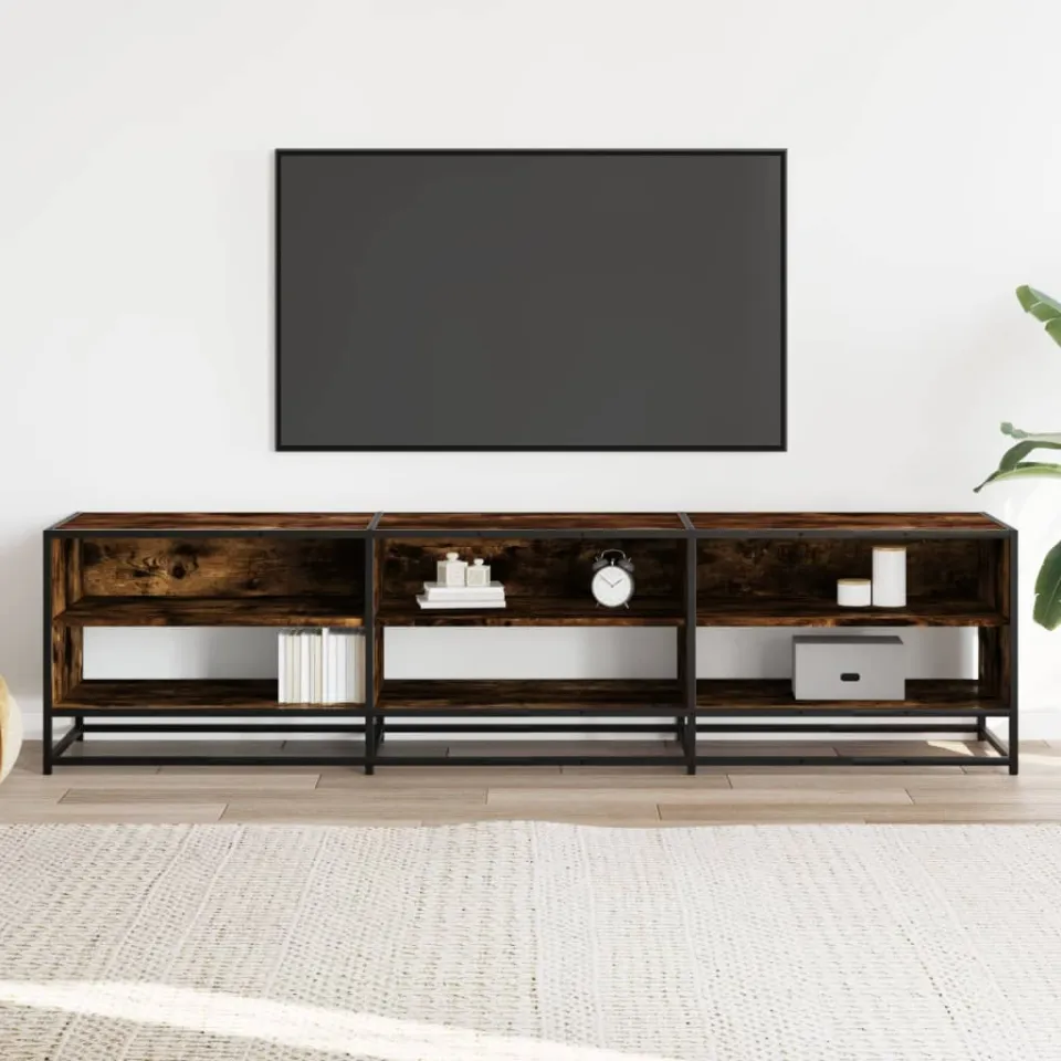 vidaXL Tv-meubel 180x40x46 cm bewerkt hout gerookt eikenkleurig, foto 2