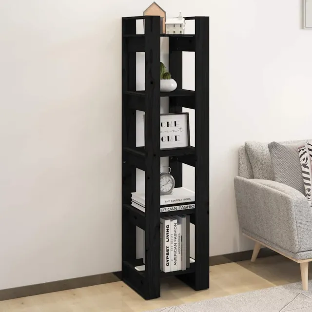 vidaXL Boekenkast/kamerscherm 41x35x160 cm massief grenenhout zwart, foto 2
