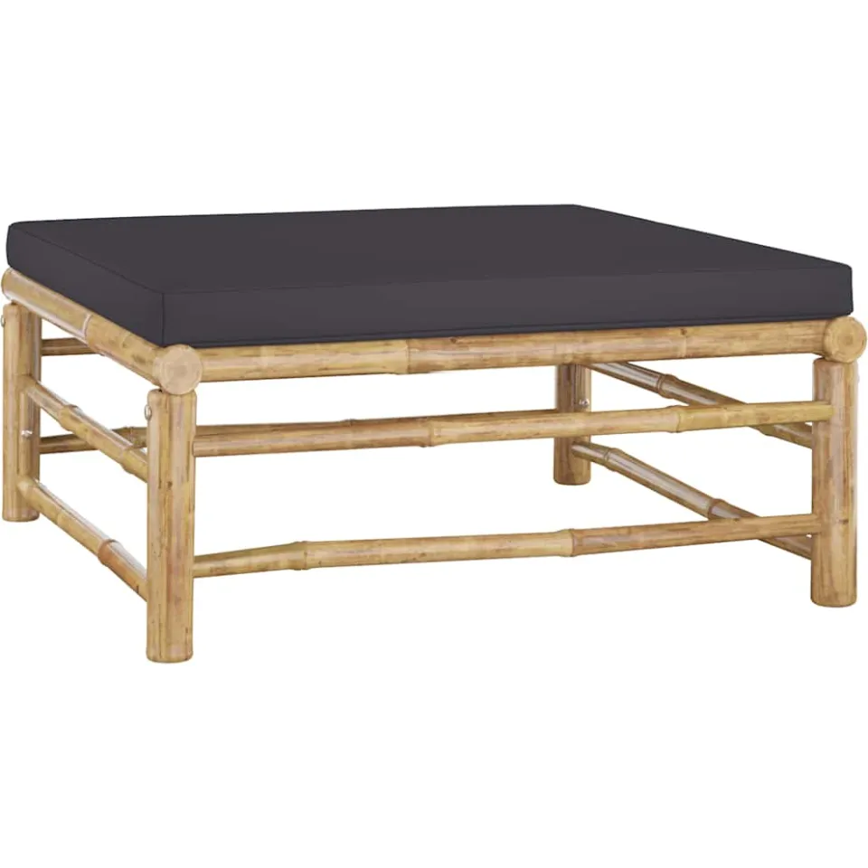 vidaXL 4-delige Loungeset met donkergrijze kussens bamboe grijs, foto 4