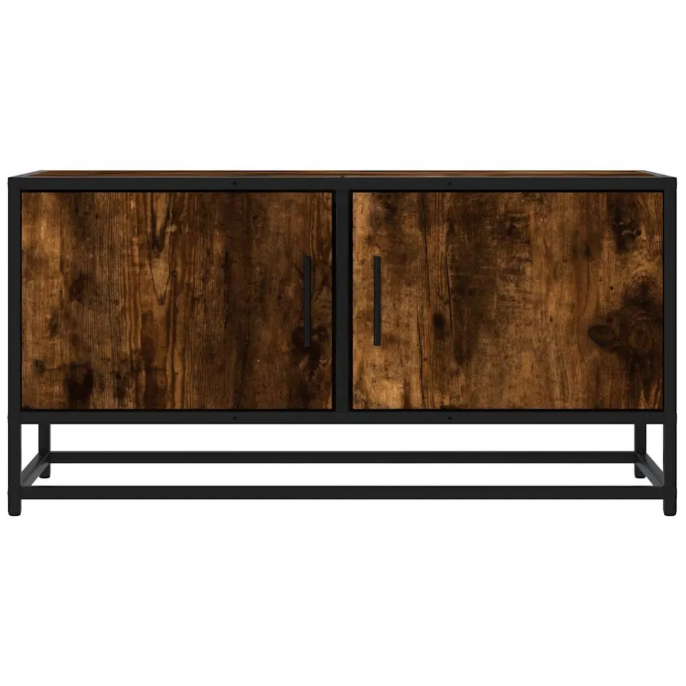 vidaXL Tv-meubel 80x34,5x40cm bewerkt hout metaal gerookt eikenkleurig, foto 4