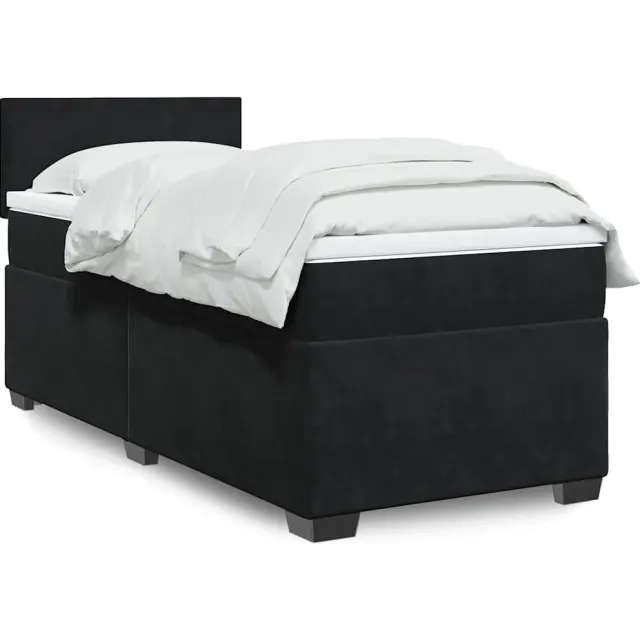 vidaXL Boxspring met matras fluweel zwart 1-persoons