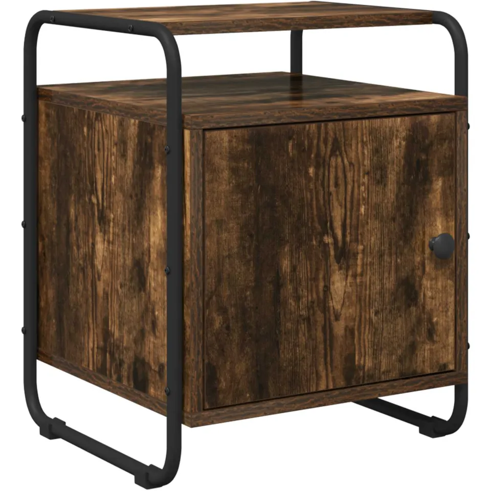 vidaXL Nachtkastje Gerookt eiken 40 x 39.5 x 50 cm Bewerkt hout, foto 3