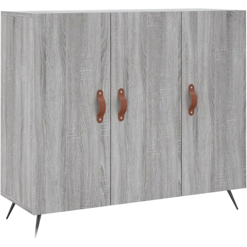 vidaXL Dressoir 90x34x80 cm bewerkt hout grijs sonoma eikenkleurig, foto 3