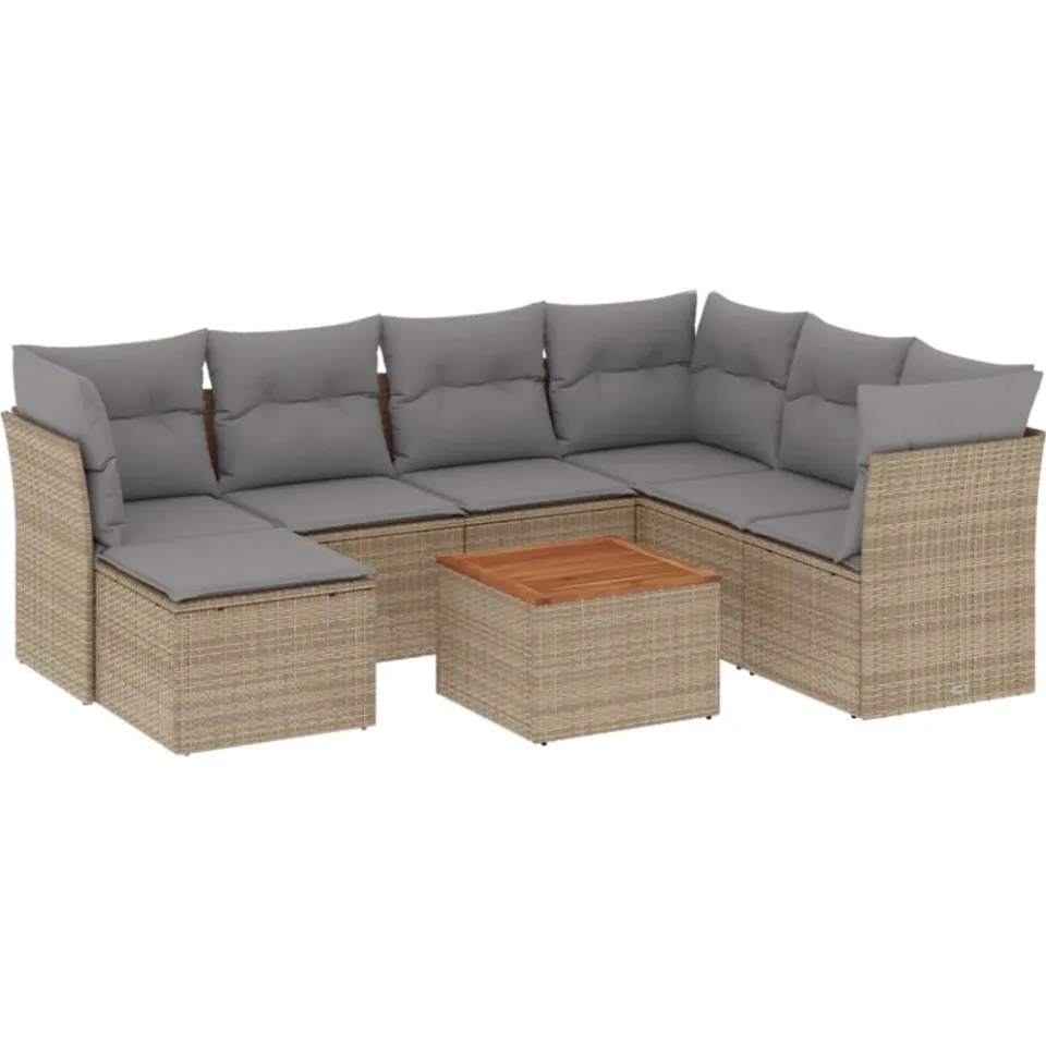 vidaXL Patio Sofa Set 7-zits Beige mix en grijs