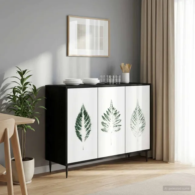 vidaXL Dressoir HANAU Zwart eiken 102 x 33 x 76 cm Bewerkt hout, foto 2