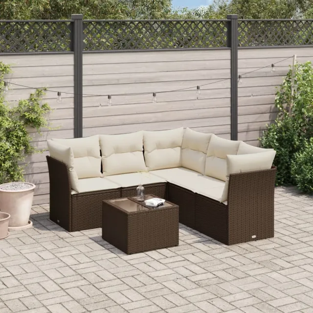 vidaXL 6-delige Loungeset met kussens poly rattan bruin, foto 2