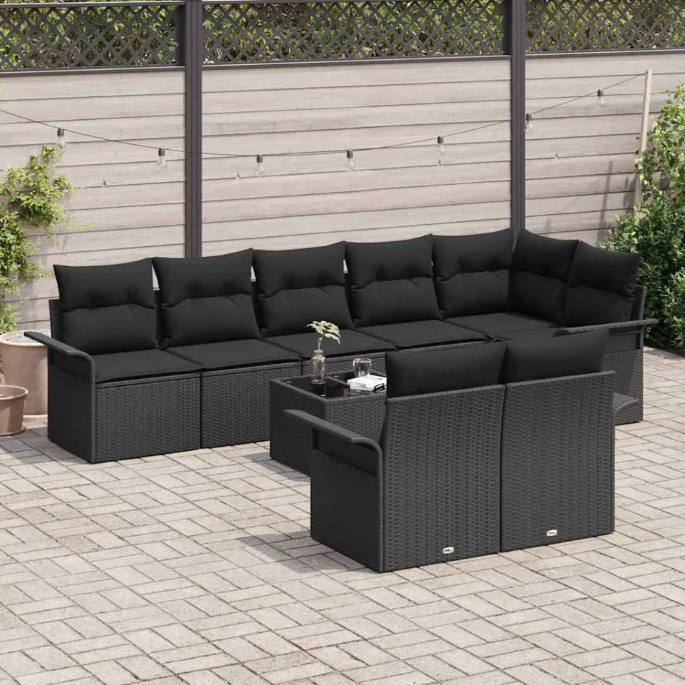 vidaXL Tuin Sofa Set 9 st Zwart poly rattan, foto 3