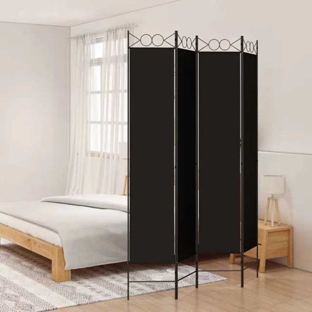 vidaXL Kamerscherm met 4 panelen 200x200 cm stof zwart, foto 2