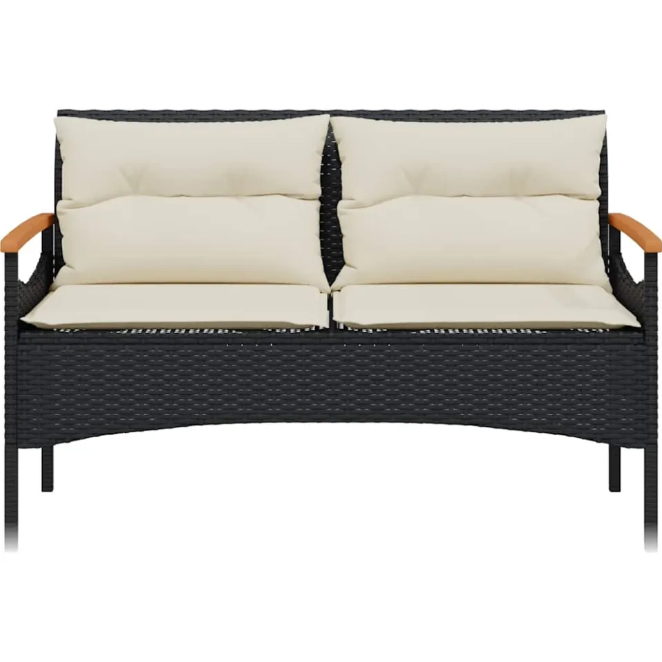 vidaXL 4-delige Loungeset met kussens poly rattan zwart, foto 3