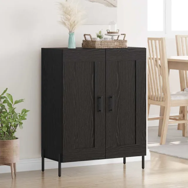 vidaXL Dressoir Zwart Eiken 69,5 x 34 x 90 cm Gemonteerd hout en ijzer
