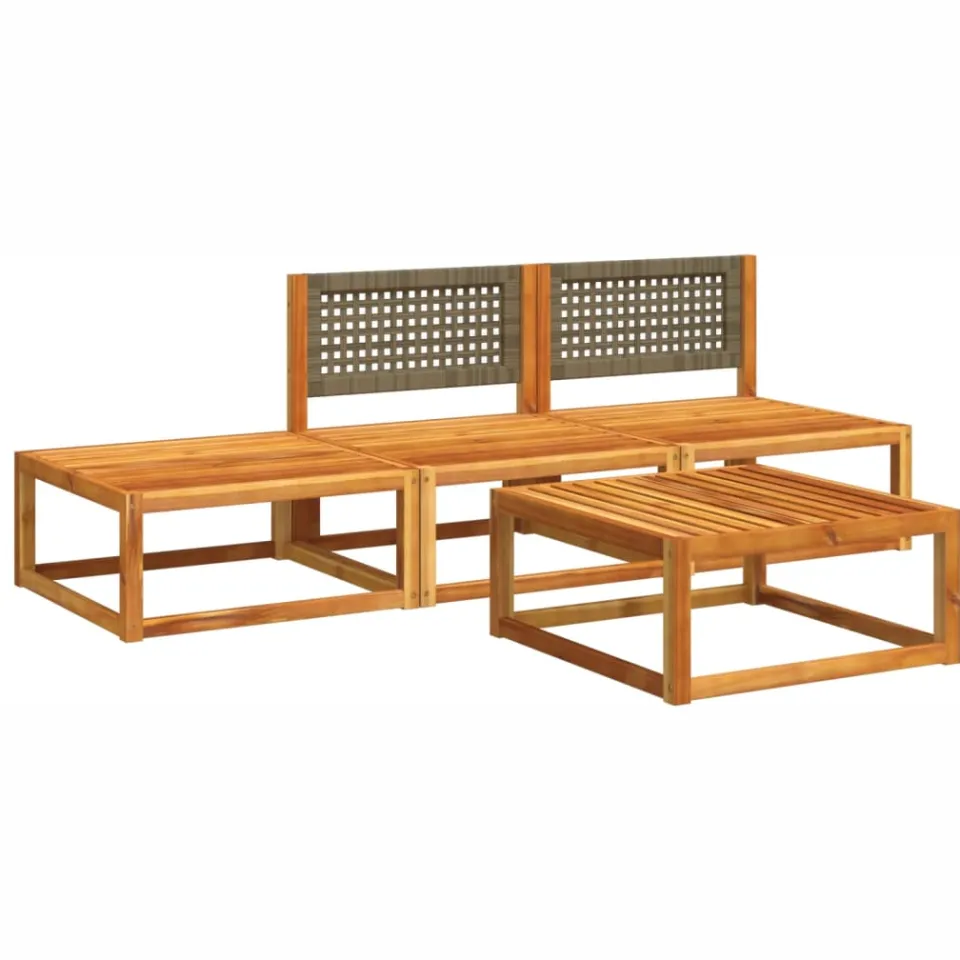 vidaXL 4-delige tuinbankset met kussens acaciahout & rotan Bruin