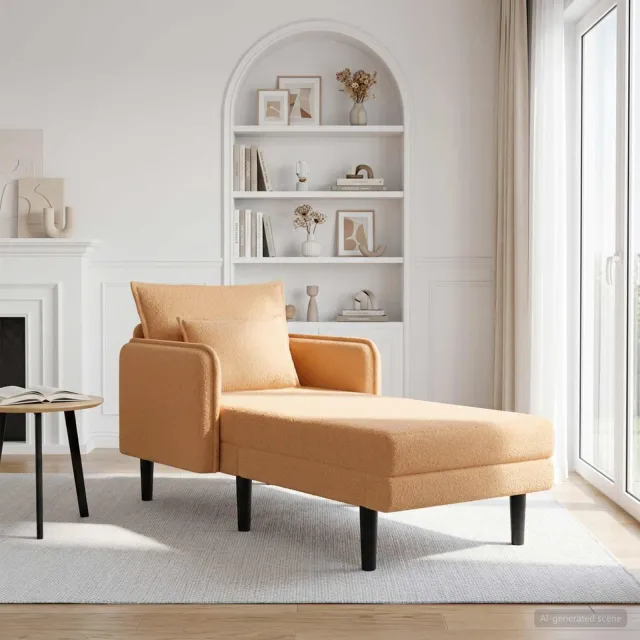 vidaXL Grote chaise longue Beige Bouclé