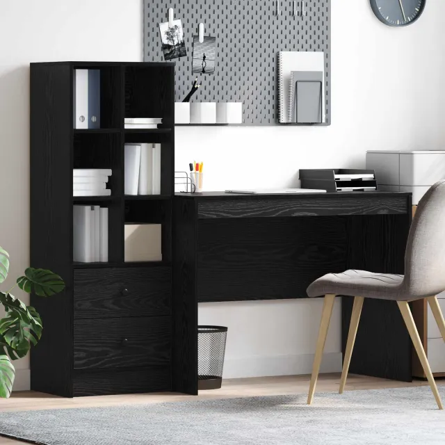 vidaXL Bureau Zwart Eiken 145.5 x 50 x 127 cm 2 st