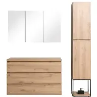 AquaVive - Praxis Eigen Merk Aquazuro Wastafelonderkast Napoli 120cm - Scandinavisch Eik Gemelamineerd - Met 3 Lades, foto 3