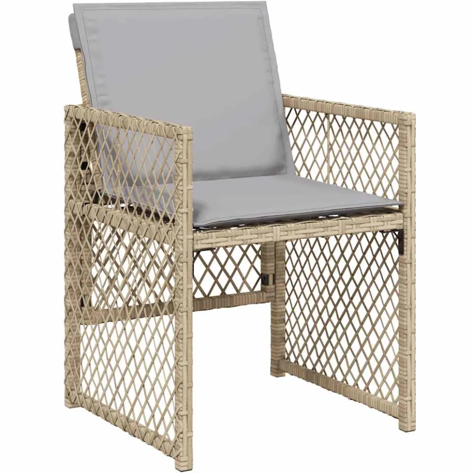 vidaXL 13-delige Tuinset met kussens poly rattan gemengd beige
