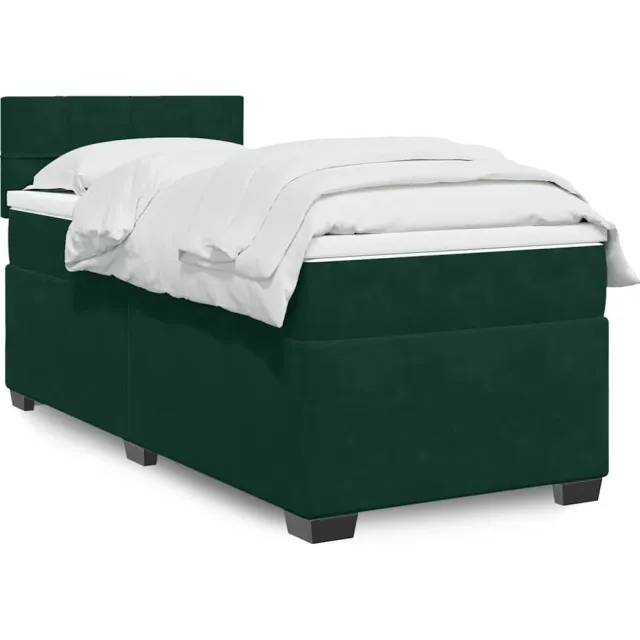 vidaXL Boxspring met matras fluweel donkergroen 100x200 cm groen