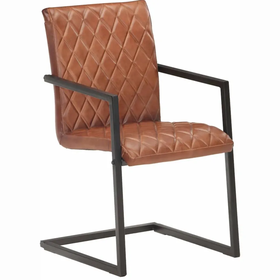 vidaXL Eetkamerstoelen 4 st echt leer bruin, foto 2