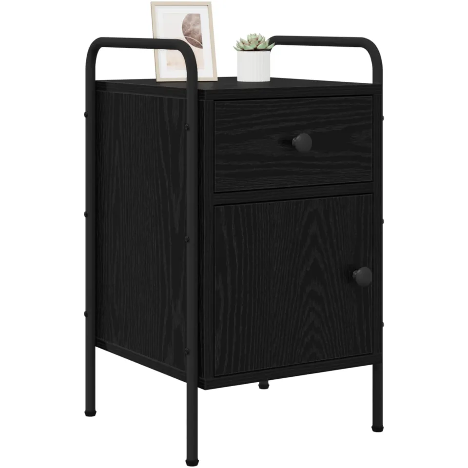 vidaXL Nachtkastje 2 st Zwart eiken 35 x 36,5 x 61 cm Bewerkt hout, foto 2