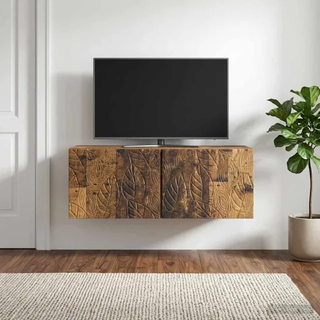 vidaXL Wandbeugel TV-kast 98 x 31 cm Oud hout Bewerkt hout bruin