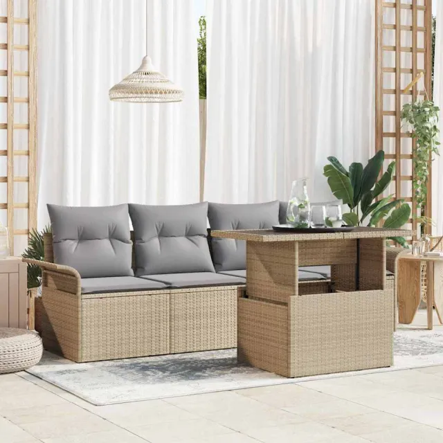 vidaXL Tuin Sofa Set 5 st Beige [Synthetisch]: Poly Rattan